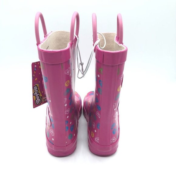 Shopkins Toddler Girls Rain Boots Rubber Slip On Waterproof Pink 12 - Picture 3 of 7